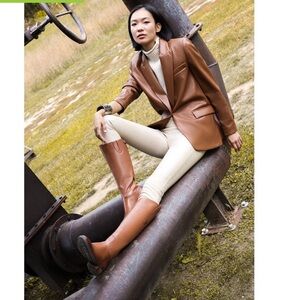 Sam Edelman Penny Riding Whiskey Leather Boot Zipper Closure Equestrian 6.5